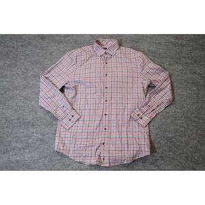 Johnnie O Shirt Mens Medium Purple Red Plaid Top Shelf Long Sleeve Button Down